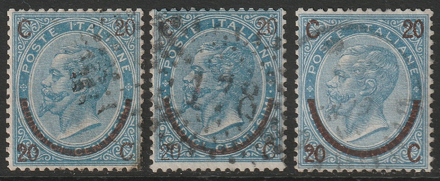 Italy 1865 Sc 34,34a,34b used all 3 types