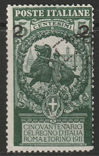 Italy 1913 Sc 126 var used misaligned overprint variety