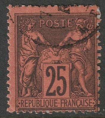 France 1878 Sc 93 used paper adhesion