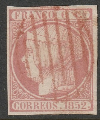 Spain 1852 Sc 12 used red grid (parrilla) cancel