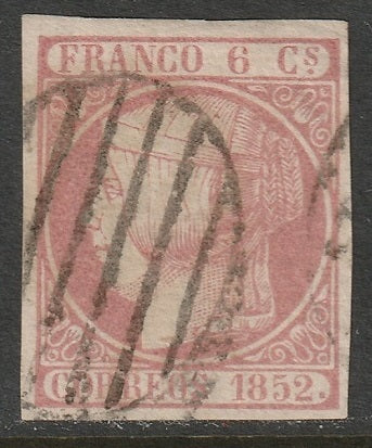 Spain 1852 Sc 12 var used missing dot (punto) variety