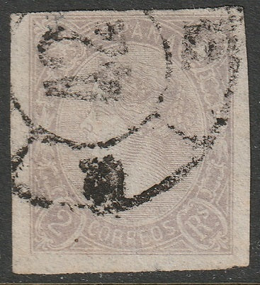 Spain 1865 Sc 72 used cartwheel "42" (Santa Cruz de Tenerife Canarias)cancel