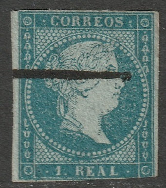 Spain 1855 Sc 38 specimen (muestra) small corner thin