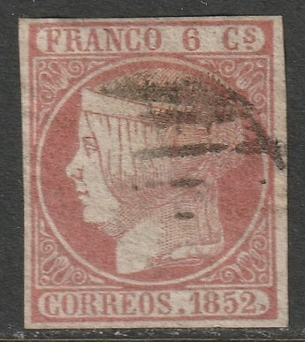 Spain 1852 Sc 12a used grid cancel "broken R" variety