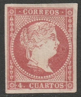 Spain 1856 Sc 45 var MH* fault in UL corner variety