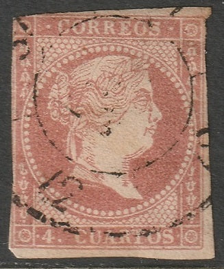 Spain 1858 Sc 45 used cartwheel "42" (Santa Cruz de Tenerife) cancel