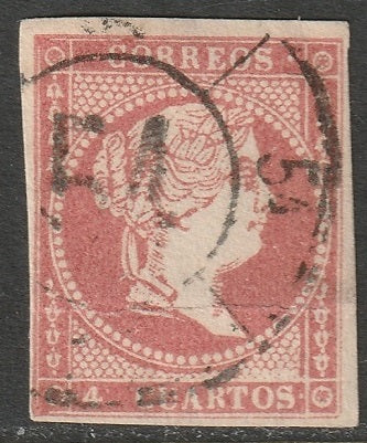 Spain 1858 Sc 45 used cartwheel "54" (Manzanares) cancel