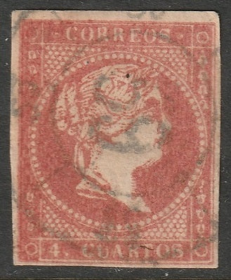 Spain 1858 Sc 45 used cartwheel "59" (Trujillo) cancel