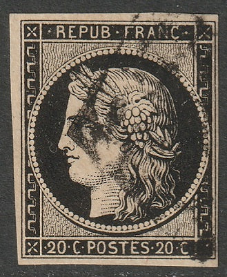 France 1849 Sc 3 used grill cancel