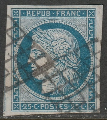 France 1849 Sc 6a used grill cancel