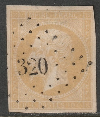 France 1853 Sc 14a used "320" (Beaumont-le-Roger) PC cancel