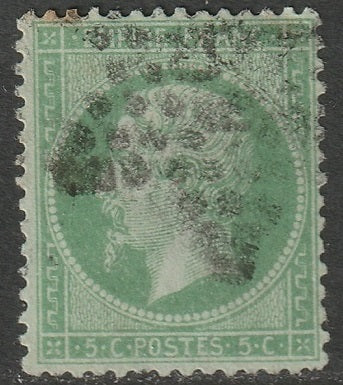 France 1862 Sc 23 used star with "6" Paris cancel