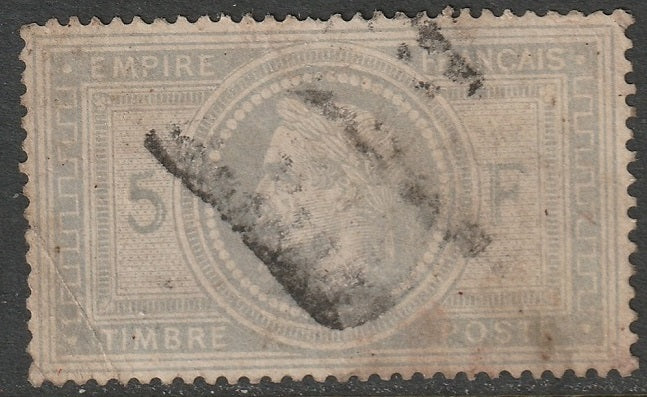 France 1869 Sc 37 used faults large thin/stains/crease