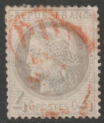 France 1870 Sc 52 used red "PD" cancel large thin