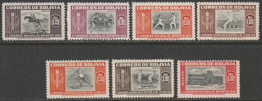 Bolivia 1951 Sc C150-6 air post set most MH*