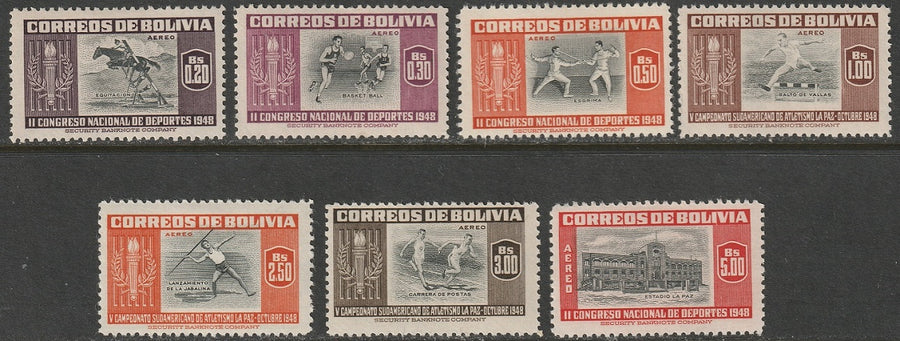 Bolivia 1951 Sc C150-6 air post set MH*