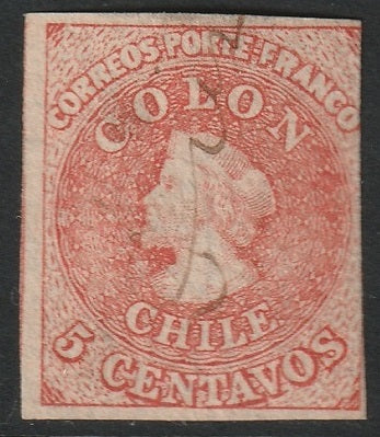 Chile 1865 Sc 14 used pen cancel