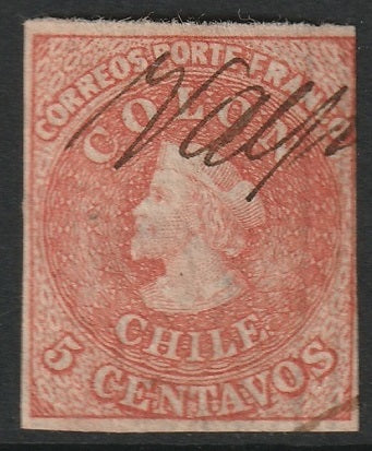 Chile 1865 Sc 14 used pen cancel