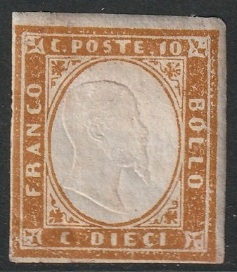 Italy Sardinia 1862 Sc 11a MNG(*) ochre paper adhesion