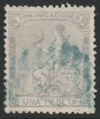 Spain 1873 Sc 198 used blue parrilla cancel