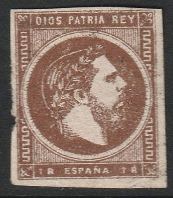 Spain 1874 Sc X7 Carlist used light cancel damaged side