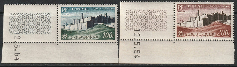 Tunisia 1954 Sc C17-8 air post dated corners (coin daté) MNH**