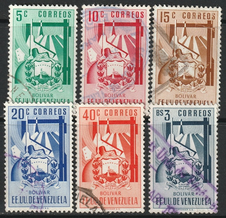 Venezuela 1951 Sc 527-31,533 partial set used