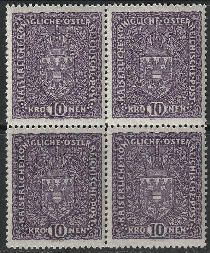 Austria 1916 Sc 163 block MNH** deep violet