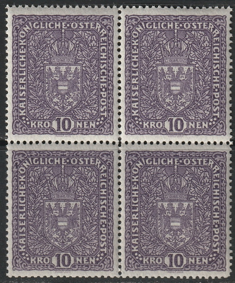 Austria 1917 Sc 167 block MNH** violet
