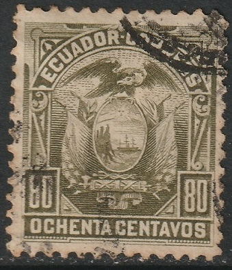 Ecuador 1887 Sc 22 used toned perfs