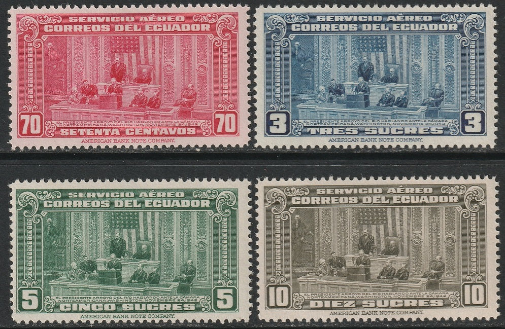 Ecuador 1943 Sc C115-8 air post partial set MLH*