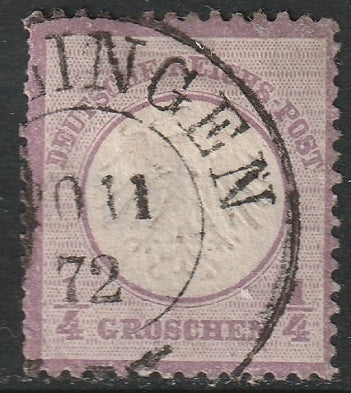 Germany 1872 Sc 1 used Lingen cancel large repaired thin