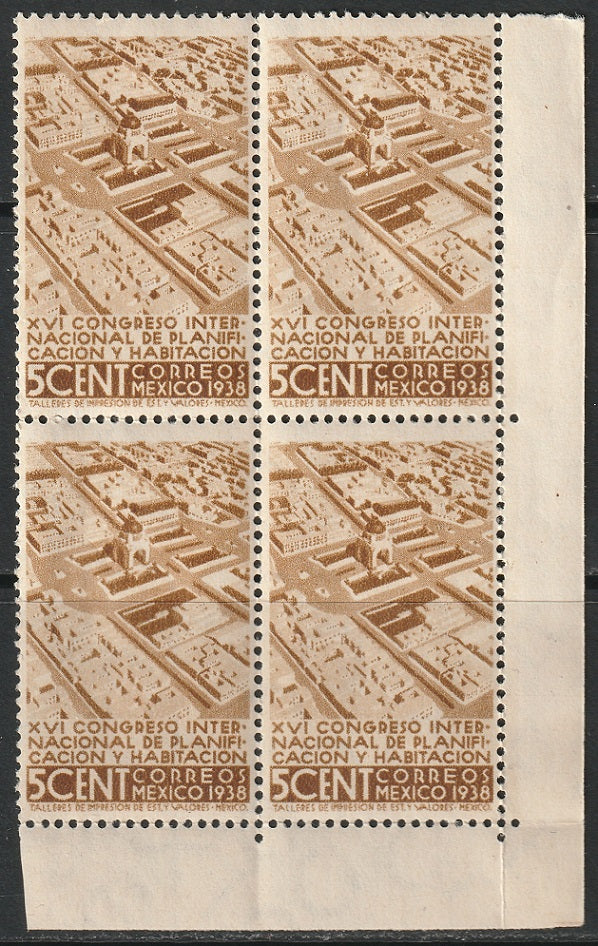 Mexico 1938 Sc 740 corner block MNH** some perf separation