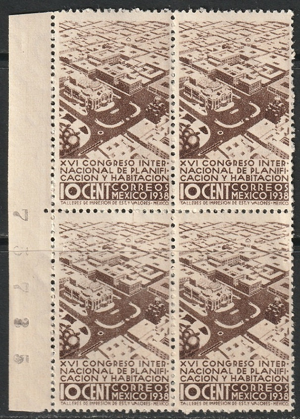 Mexico 1938 Sc 743 margin block MNH**