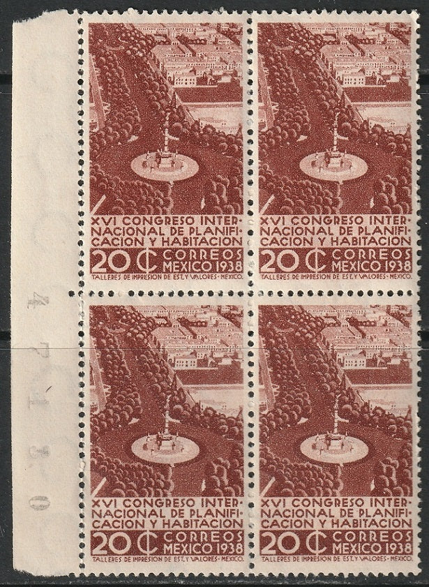 Mexico 1938 Sc 744 margin block MNH**