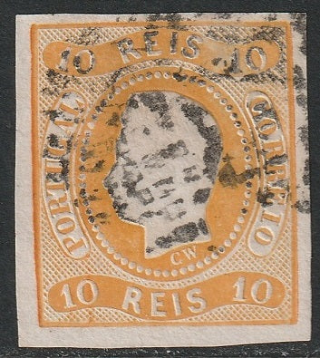 Portugal 1866 Sc 18 used orange yellow