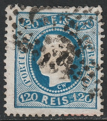 Portugal 1867 Sc 32 used blue