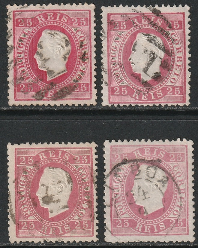 Portugal 1870 Sc 41 used selection of shades all perf 12.5