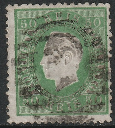 Portugal 1870 Sc 42 used deep green perf 12.5