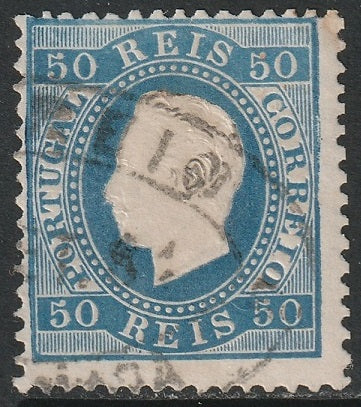 Portugal 1879 Sc 43 used dull blue perf 12.5