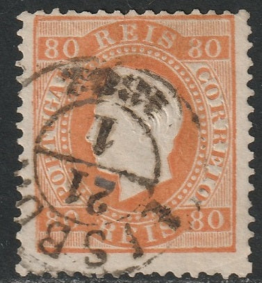 Portugal 1870 Sc 44 used Lisboa cancel orange perf 12.5