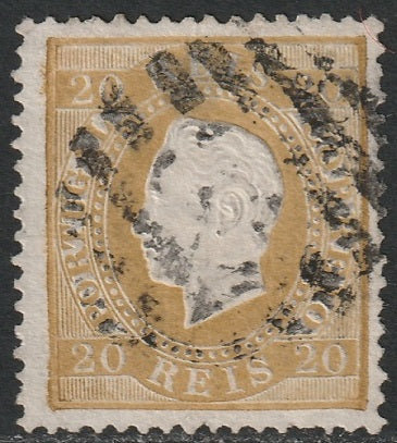 Portugal 1871 Sc 39c used bistre perf 13.5 thin