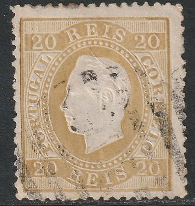 Portugal 1871 Sc 39c used pale bistre perf 13.5