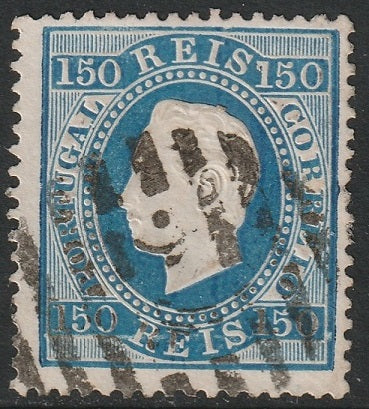 Portugal 1876 Sc 47b used "24" (Mafra) cancel bright blue perf 13.5