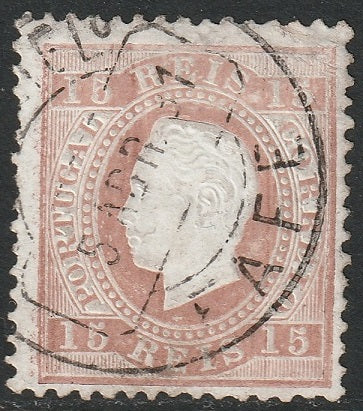 Portugal 1875 Sc 38b used Fafe cancel fawn perf 12.5