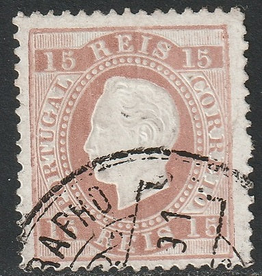 Portugal 1875 Sc 38b used fawn perf 12.5