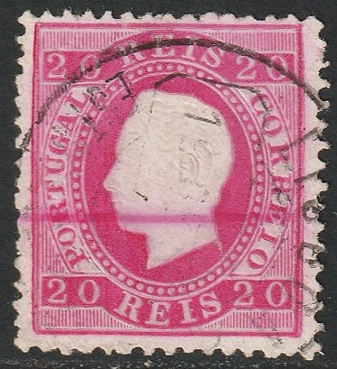 Portugal 1884 Sc 40 used Lisboa cancel carmine perf 12.5 small thin