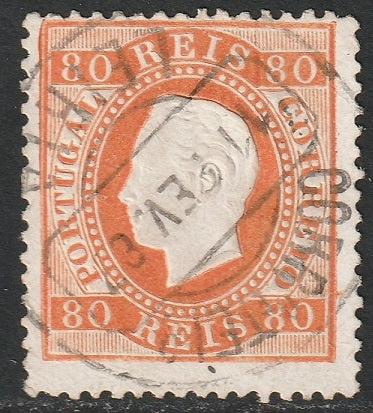 Portugal 1870 Sc 44f used Lierta cancel orange perf 13.5