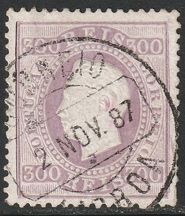 Portugal 1876 Sc 50c used Lisboa cancel perf 13.5 large thins