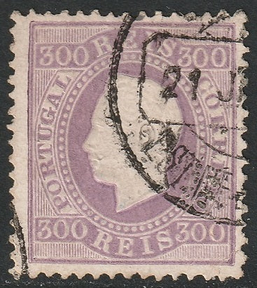 Portugal 1876 Sc 50b used violet perf 12.5 thin